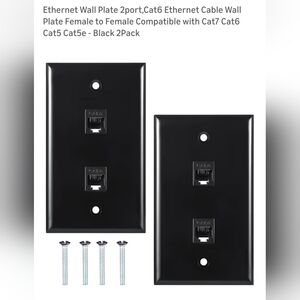 Black Ethernet Wall Plate 2-Port
